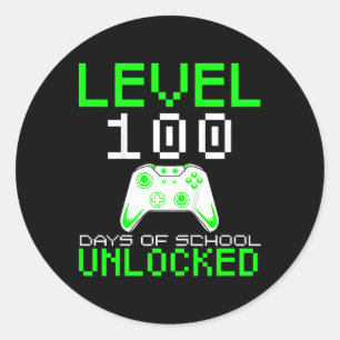 Kids 100. Schultag Shirt Kids Video Games Bo Runder Aufkleber