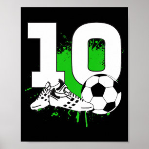 Kids 10. Geburtstag Jungen 10 Jahre Fußball T-Shir Poster