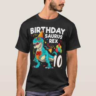Kids 10 Years Old Boy And Girl 10th Birthday Dinos T-Shirt