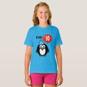 Kids 10th Birthday shirt | penguin and red balloon (Vorne ganz)