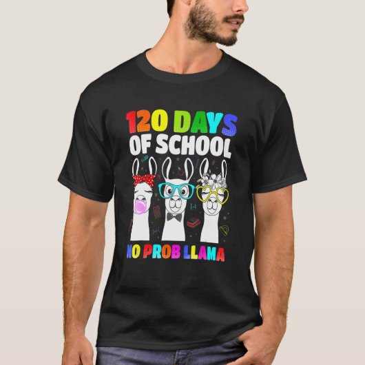 Kids 120 Days Of School No Prob Llama Llama Teache T-Shirt (Vorderseite)