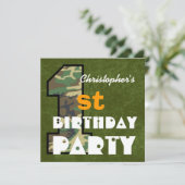 Kid's 1. Geburtstag CAMOUFLAGE Style Individuelle Einladung (Stehend Vorderseite)