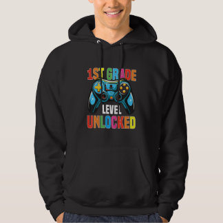 Kids 1st Grade Level Unlocked Gamer Back To School Hoodie