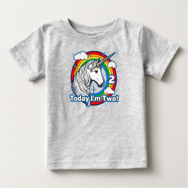Kid's 2. Geburtstag Einhorn Regenbogen Heute bin i Baby T-shirt