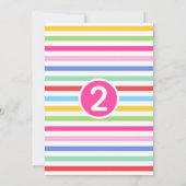 Kids 2nd Birthday Cute Rainbow Photo Hearts Pink Einladung (Rückseite)