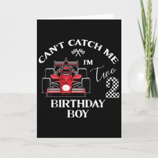 Kids 2nd Birthday Race Car Bday Boy Cant Catch Me Karte (Vorderseite)
