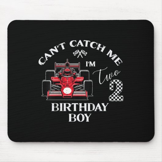 Kids 2nd Birthday Race Car Bday Boy Cant Catch Me Mousepad (Vorne)