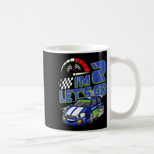 Kids 2nd Birthday Racing Car 2 Year Old Boys Party Kaffeetasse (Rechts)