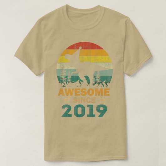 Kids 3 Year Old Dinosaur Awesome Since 2019 3rd Bi T-Shirt (Design vorne)