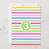 Kids 3rd Birthday Cute Rainbow Photo Hearts Green Einladung (Rückseite)