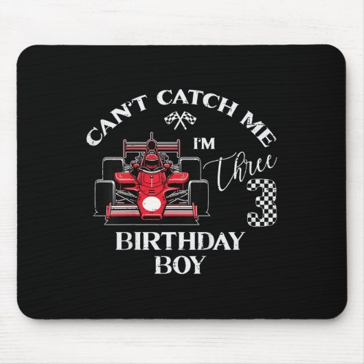 Kids 3rd Birthday Race Car Bday Boy Cant Catch Me Mousepad (Vorne)