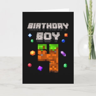 Kids 4. Geburtstag Junge 4 Videospieler Pixel Zahl Karte