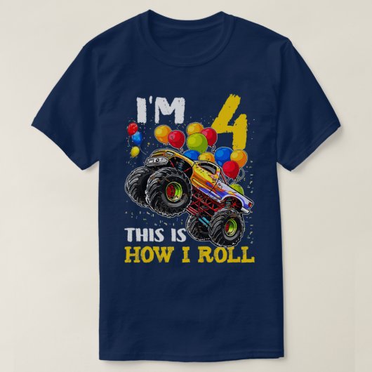 Kids 4 Year Old Shirt 4th Birthday Boy Monster Tru (Design vorne)