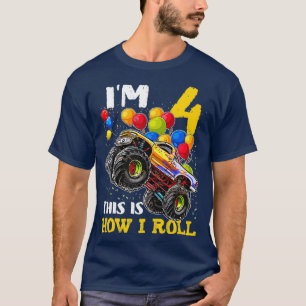 Kids 4 Year Old Shirt 4th Birthday Boy Monster Tru