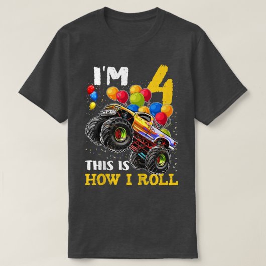 Kids 4 Year Old Shirt 4th Birthday Boy Monster Tru (Design vorne)