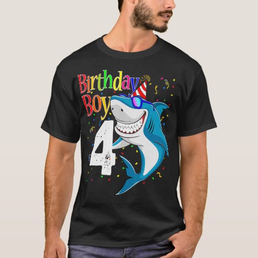 Kids 4th Birthday Boy Shark s 4 JawSome Four Tees  (Vorderseite)