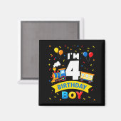 Kids 4th Birthday Boy Train Four 4 Year Old Birthd Magnet (Vorderseite/Rückseite)