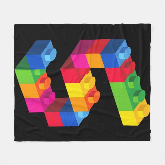 Kids 5 Year Old Building Blocks Birthday Bricks 5 Fleecedecke (Vorderseite (Horizontal))