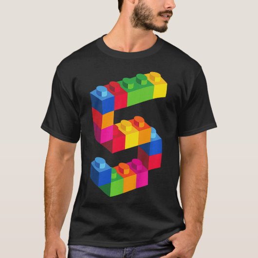 Kids 5 Year Old Building Blocks Birthday  Bricks 5 T-Shirt (Vorderseite)