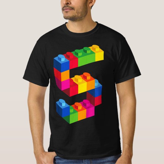 Kids 5 Year Old Building Blocks Birthday Bricks 5 T-Shirt (Vorderseite)