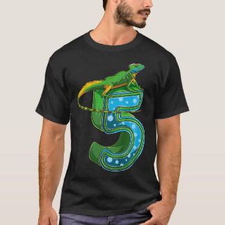 Kids 5 Year Old Lizard Reptile 5th Birthday Party  T-Shirt