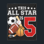 Kids 5 Year Old Sports Star Birthday Party All Spo Fleecedecke<br><div class="desc">Kids 5 Year Old Sports Star Birthday Party All Sport 5th Gift</div>