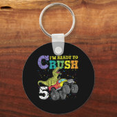 Kids 5 Years Old 5th Birthday Dinosaur Trex boy g Schlüsselanhänger (Vorderseite)