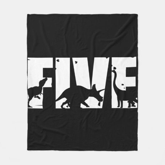 Kids 5 Years Old Birthday Boy Dinosaur T Rex Gift, Fleecedecke (Vorderseite)