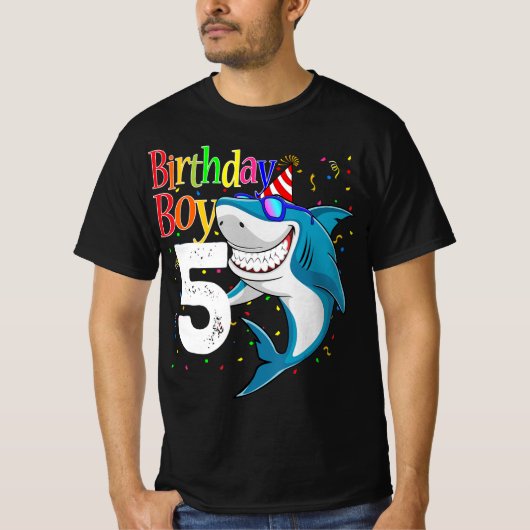 Kids 5th Birthday Boy Shark  Jaw-Some Five  Boys  T-Shirt (Vorderseite)