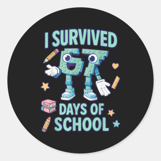Kids 6-7 Meme I Survived 67 Days Of School  Runder Aufkleber (Vorderseite)