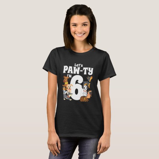 Kids 6 Year Old Puppy Dog Birthday Pawty Dogs 6th T-Shirt (Vorne ganz)