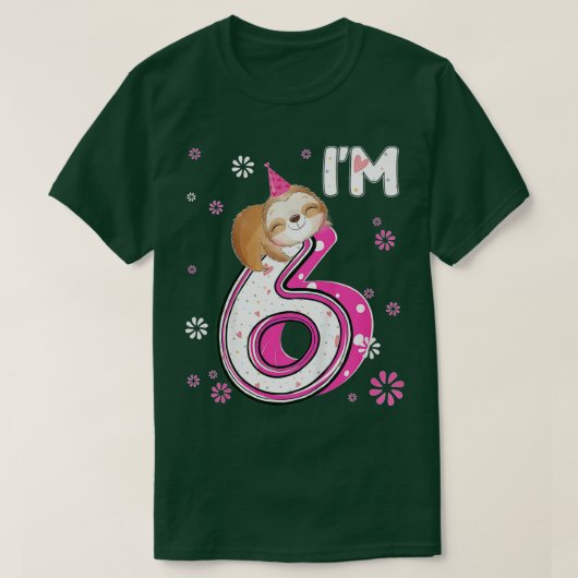 Kids 6 Year Old Sloth 6th Birthday Girl Party Anim T-Shirt (Design vorne)