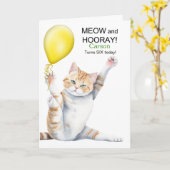 Kids 6th Birthday Cute Cartoon Cat with Name Karte (Gelbe Blume)