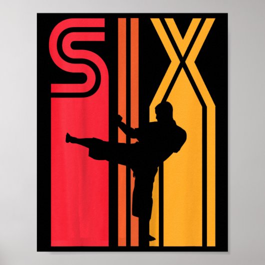 Kids 6th Birthday Gift Karate Retro Taekwondo Mart Poster (Vorne)