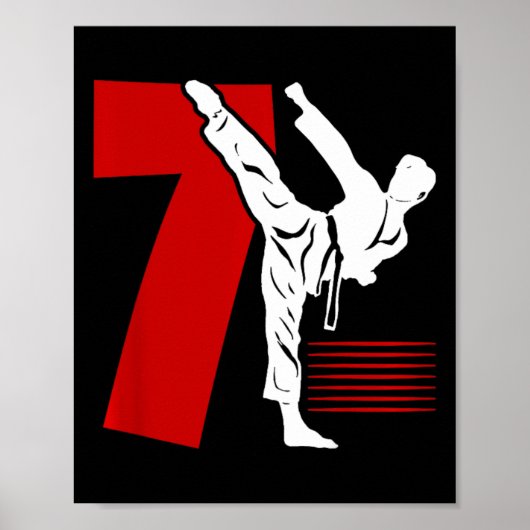 Kids 7th Birthday Karate 7 Year Old Karate Birthda Poster (Vorne)