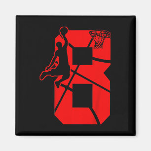 Kids 8 Year Old 8th Basketball Birthday PartyTheme Magnet