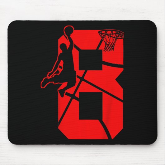 Kids 8 Year Old 8th Basketball Birthday PartyTheme Mousepad (Vorne)