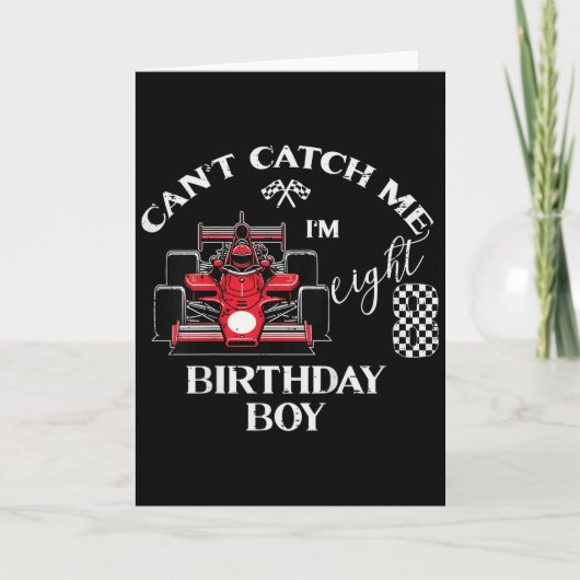 Kids 8th Birthday Race Car Bday Boy Cant Catch Me  Karte (Vorderseite)