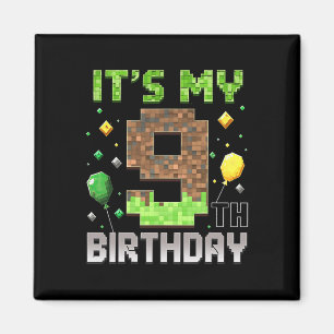 Kids 9. Geburtstag Gamer Pixel 9 Jahre alt Video G Magnet