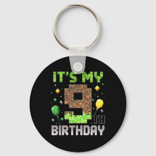 Kids 9. Geburtstag Gamer Pixel 9 Jahre alt Video G Schlüsselanhänger