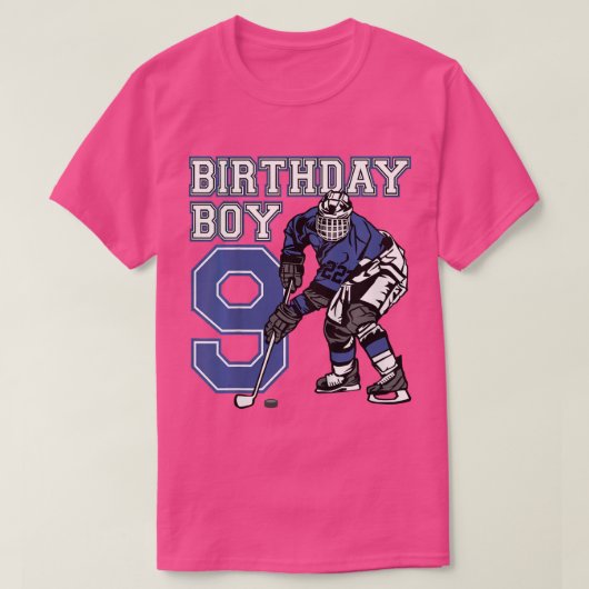 Kids 9 Year Old Ice Hockey Themed Birthday Party 9 T-Shirt (Design vorne)