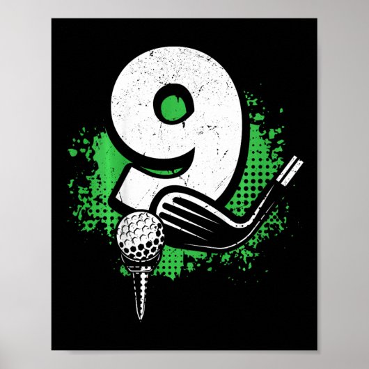 Kids 9th Birthday Boy Golf Player Golf 9 Years Old Poster (Vorne)