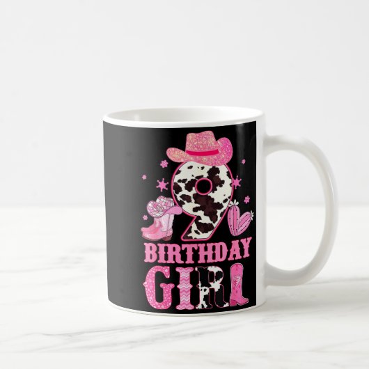 Kids 9th Birthday Girl Rodeo Western Cowgirl Birth Kaffeetasse (Rechts)