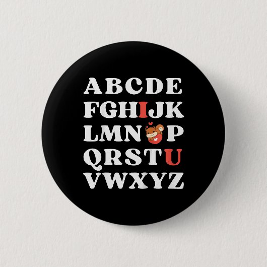 Kids Abc Ich liebe dich Kids Eichhörnchen Valentin Button (Vorderseite)