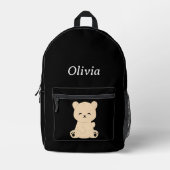 Kids' Adventure Backpack - Explorer Bear and Name Bedruckter Rucksack (Vorderseite)