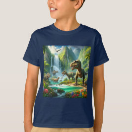 Kids AI Art Dinosaurier Tropical Green T-Shirt