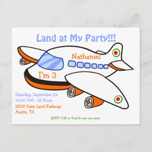 Kids Airplane Land bei meiner Geburtstagsparty Ein Einladungspostkarte
