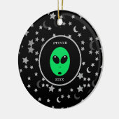 Kids Alien Space Galaxy Personalisiert Weihnachten Keramik Ornament (Links)