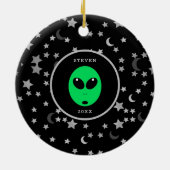 Kids Alien Space Galaxy Personalisiert Weihnachten Keramik Ornament (Hinten)