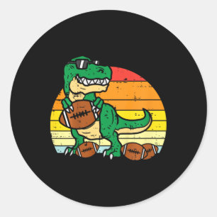 Kids American Footll Trex Retro Dinosaur Jungen Ki Runder Aufkleber